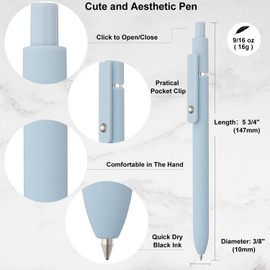 6 Pack Gel Pens, Linfanc Black Ink Pens Fine Point Smooth Writing Pens Bulk, Soft Touch Cute Pens Aesthetic School Supplies, 0.5mm Black Pens for Journaling, Cute Office Supplies for Women & Men