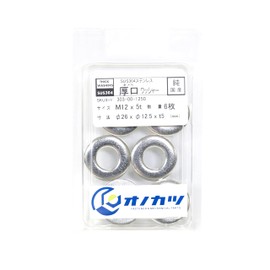 Onokatsu SUS304 Stainless Steel Thick Mouth Washers (M12 x 5t 6 Pieces)