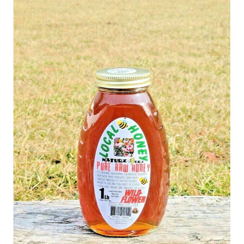 Naturz Beez RAW HONEY WILDFLOWER 1LB 454g 16oz 100% PURE