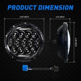 Unbranded For Freightliner Coronado 2001-2016 7 Inch Round LED Headlights Hi-Lo Beam A++