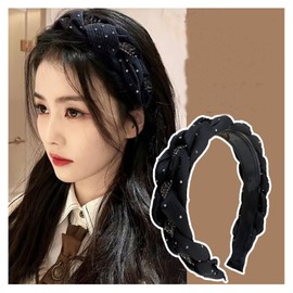 Twist Headbands for Women Rhinestone Braided Headband Women's Headbands Non Slip Hairband Braid Hair Band Head Bands for Women Hair Accessories for Girls Black