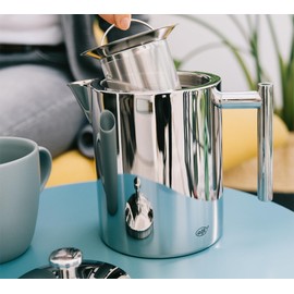 alfi TEA POT 1,40l, Isolierkanne aus Edelstahl mit Teesieb und Teefänger, einwandiger Edelstahl, Thermoskanne langlebig, ideal als Teekanne für losen Tee, spülmaschinenfest, BPA-frei