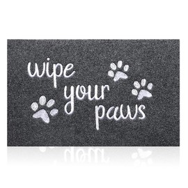 HLFMVWE Front Welcome Entrance Door Mats Mud Absorbent Resist Dirt Durable Rugs for Indoor Outdoor Entry Garage Patio High Traffic Areas Shoe Rugs (Gray&Wipe your Paws)
