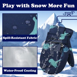 Sarfel Toddler Winter Gloves Waterproof Toddler Mittens Boy Toddler Snow Mittens for Toddler Boys Toddler Gloves Ages 2-4 Navy