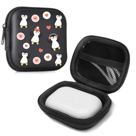 MAYCARI Earphone Case Headphone Hard Travel Carrying Gadget Bag Penguin Heart Earbud Case Mini Pouch EVA Storage Bag