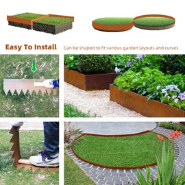 Solution4Patio 6Pack Corten Steel Garden Edging for Landscaping,Pre-Rusted Lawn Edging Border with 8" H x 40" L inch Strips, No Dig Landscape Edgeing Metal Divider for Lawn, Garden, Backyard#K665D01