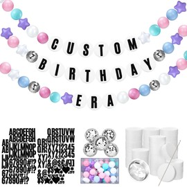 Kpop Theme Party Decorations Christmas Giant Friendship Bracelet Garland Kit DIY Banner with Letters Ball Jumbo Customizable Friendship Bracelet for Xmas Wedding Decor(Macaron)