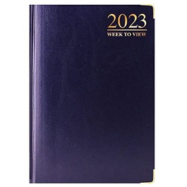 Luxury 2023 Week to View Diary Hardback Cover 80GSM Paper for Business Office & Home A4 Blue 30cmx21cm