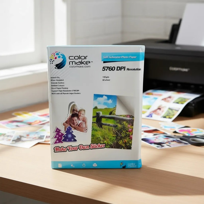 Papel Fotográfico Autoadhesivo Color Make Tamaño A4 100 Hojas Color