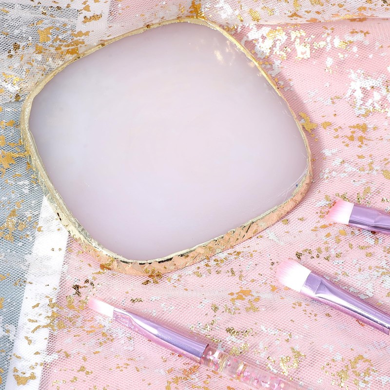 Nagelkunst-Palette, Mischpalette für Nagellack aus Kunstharz, vergoldeter Rand, Palette zum