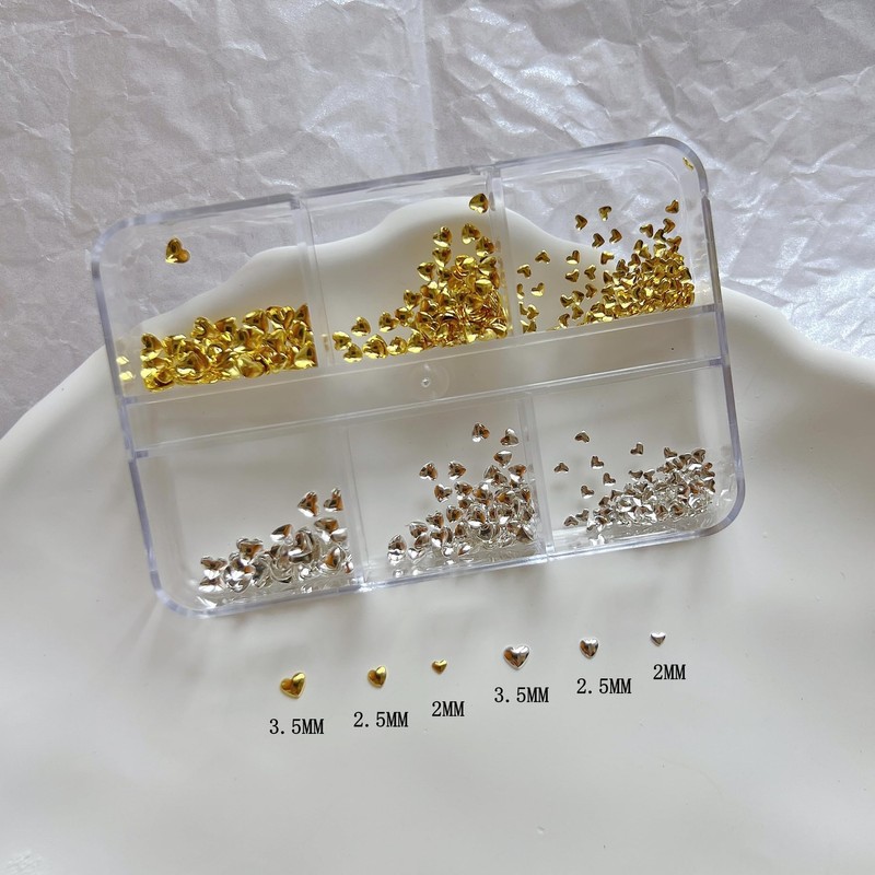 NAIL ANGEL Nail Studs Set, Heart Star Shaped Metallic Studs,