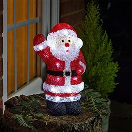 Marco Paul Christmas InLit Santa Claus Acrylic LED Outdoor Indoor Xmas Decoration Light Up Garden Ornament Festive Decoration Lighting Pre-Lit Figure Novelty Statue