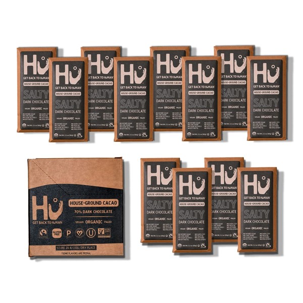 Hu Chocolate Bars | 12 Pack Salty Chocolate | Natural Organic Vegan, Gluten Free, Paleo, Non GMO, Fair Trade Dark Chocolate | 2.1oz Each