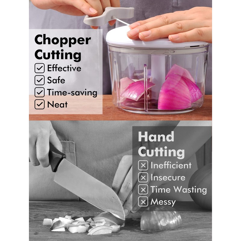 GDL Food Chopper, Pull Onion Chopper Dicer, Hand Powered Food