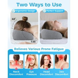 Face Down Pillow Massage Headrest for Bed, Breathable Memory Foam Face Down Pillow After Eye Surgery with Gel Eyemask for Recovery Sleeping Relaxation Massage Face Cradle for Bed Home Salon Spa