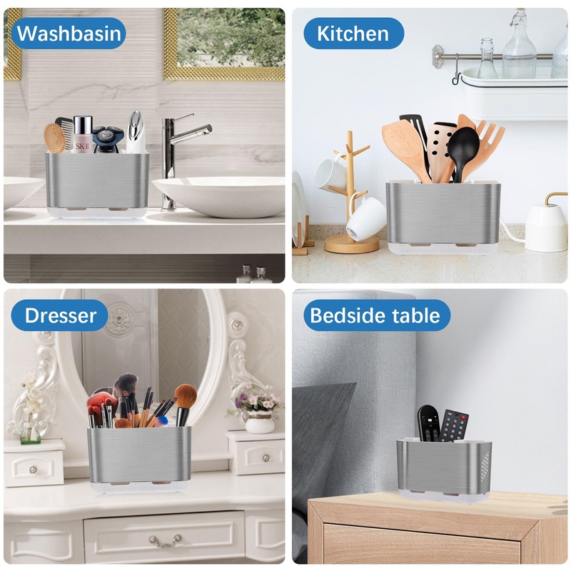 LAFARA Toothbrush Holders for Bathroom Organizer Countertop, Detachable Anti-Slip Large