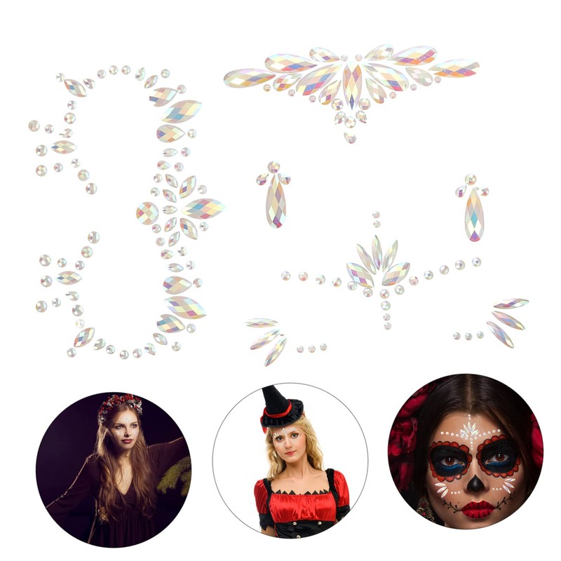 FOMIYES 4sets Face Gems Stickers Glow in The Dark Face