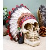 Tribal Hunter Chieftain Mohawk Indian Warrior Skull With Roach Skeleton