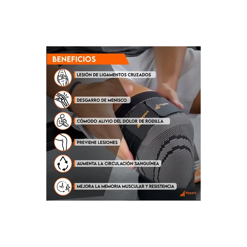 Rodillera Deportiva de Compresión Hyperz con Correas Ajustables para Hombre