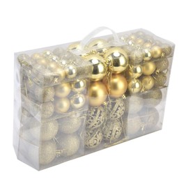 100 Pcs Christmas Bauble Ornaments Shatterproof Hanging Baubles for Christmas Tree Party Decorations Christmas Decorations Pendants (Gold)