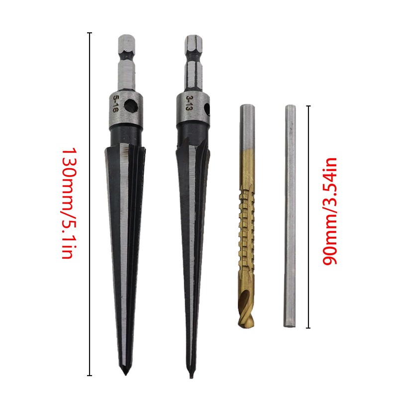 Guifeng Carbon Steel Taper Reamer Set of Four Hexagonal Shank