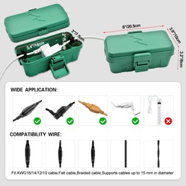 Hrensaw Small Weatherproof Electrical Connection Box(Inner 5.5 x 3 x 2.2inch),Outdoor Electrical Box,Waterproof Extension Cord Covers for Plug, Extension Cables, Holiday Lights,Green