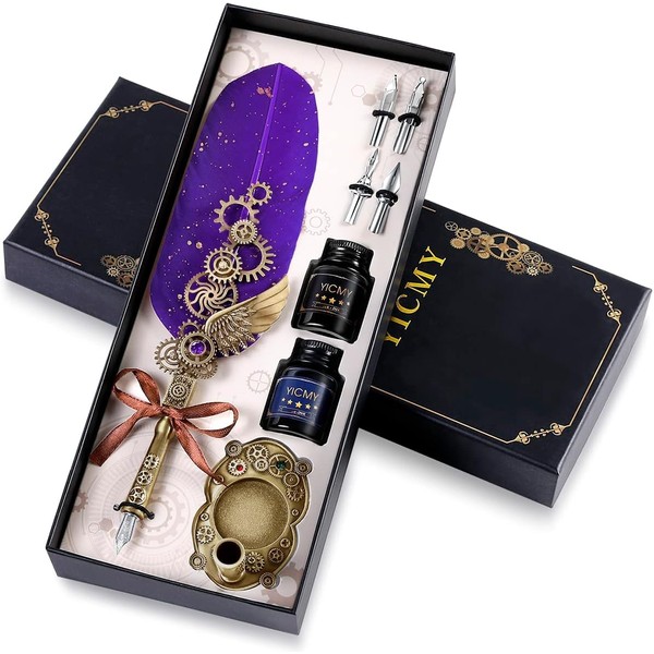Oauir Gusix Quill Pen Ink Set, Feather Pen Calligraphy Pen