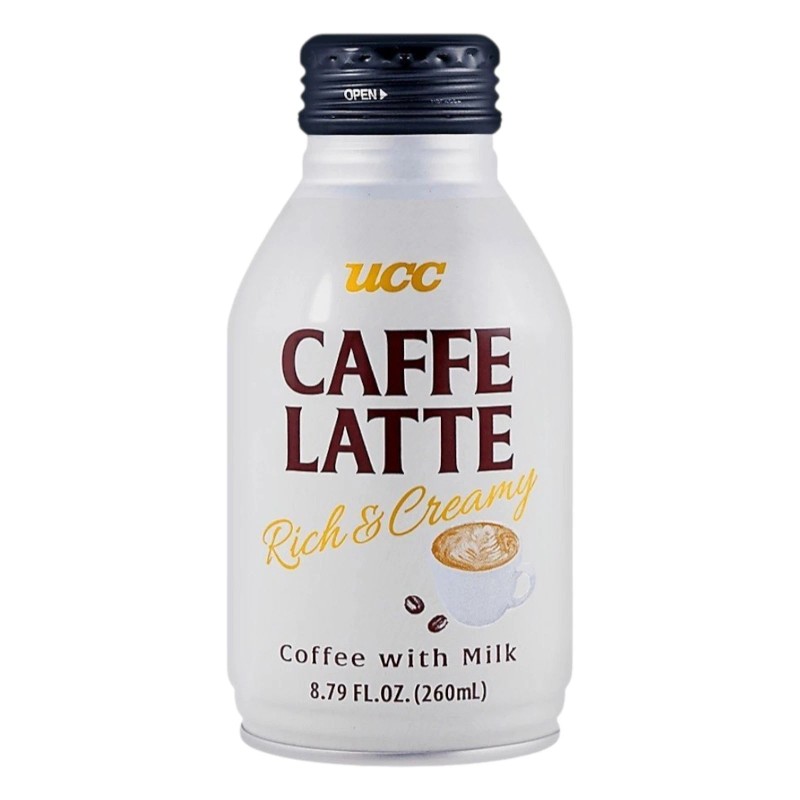 UCC Rich&Creamy Caffe Latte, Coffee w/Milk, 8.79 fl oz-24 bottles,
