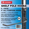 Shelf Pole Hooks 5-Pack | 4" Chrome All Purpose |