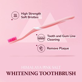 HIMALAYA PINKSALT Natural Toothbrush - Medium Toothbrushes for Adults, Plaque Remover for Teeth, Tapered Bristles Gentle on Teeth and Gum, Deep Clean Toothbrush