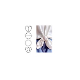 Decixde 4PCS Scarf Ring Clip Shirt Clip T-shirt Ties Clips Clothes Corner Knotted Button for Women (silver)