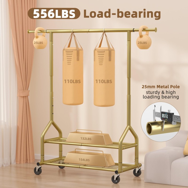 EAGMAK Heavy Duty Clothes Rack Load 556 LBS, Rolling Clothing