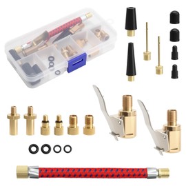 ZMDMAH 21 Piece Bicycle Valve Adapter Set with Sorting Box, French Valve Adapter, Bicycle Repair Kit, Car Valve Adapter, Suitable for Bicycles, Air Pumps, Compressors