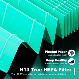 Vital 200S Toxin Absorber Replacement Filter for LEVOIT Vital 200S and Vital 200S-P Air Purifier, True HEPA and High-Efficiency Activated Carbon Filter, Vital 200S-RF-TX (LRF-V201-GUS), 2 Pack, Green