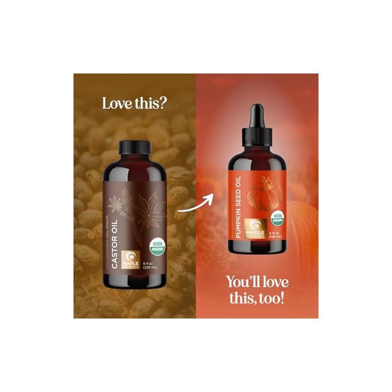 Aceite de Ricino Orgánico Maple Holistics Organic Castor Oil, Cold-Pressed,