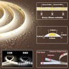 TOPAI 12V COB LED Strip Light 4000K Natural White Waterproof
