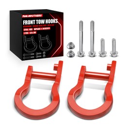 AWL Brothers Front Tow Hooks for Chevy Silverado 1500 & GMC Sierra 1500 2007-2019 – Red Steel Alloy Front Bumper Recovery Hook Kit, Replace #84192871