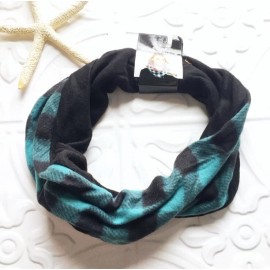 Unbranded BUFFALO CHECK Infinity Scarf Teal & Black Reversible Neck Warmer Scarf OS