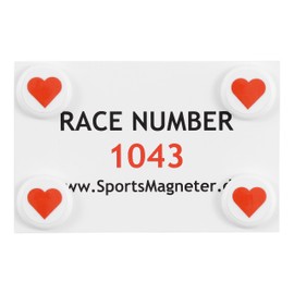 SPORTSMAGNETER Running Magnets with Heart Design - Marathon Free Race Number Holder - Skin-friendly & Comfortable Fit - Protects Clothes from Holes - Pack of 4