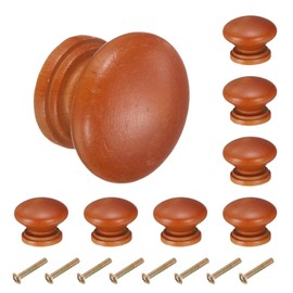 uxcell 8pcs Round Wooden Knobs, 34mm/1.3" Mushroom Shape Kitchen Cabinet Knobs Single Hole Drawer Pull Hardware Handles Decorative Furniture for Drawer Dresser Wardrobe, Khaki