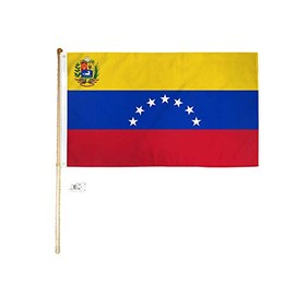 American Wholesale Superstore 3x5 3'x5' Venezuela 7 Star Polyester Flag with 5' (Foot) Flag Pole Kit with Wall Mount Bracket & Screws (Imported)