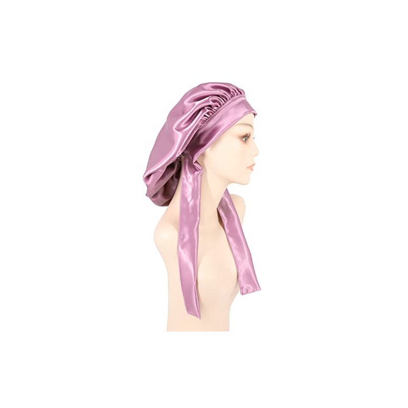 SENGTERM Silk Night Cap Women's Hair Satin Hat Wide Elastic