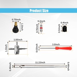 GLSOWEE Tire Valve Stem Puller Installer Tool Kit, 6 Pcs TR412 Snap-in Valve Stems & Valve Stem Cores, 4-Way Valve Tool & Single Head Tire Valve Core Remover Installer Tool (15PCS)