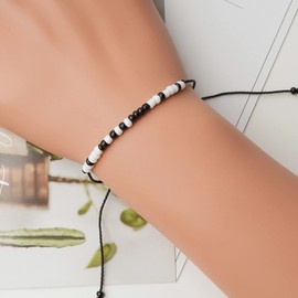 2pcs Morse Code Bracelets Promise Distance Infinity Friendship Bracelets Beads String Rope Bracelet for Mother Daughter Morse Code Jewelry Gift for Best Friends Couple Women Mens Girls