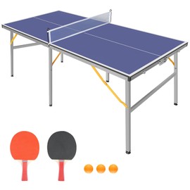 GarveeLife Professional Outdoor Table Tennis Tables,6x3FT Indoor/Outdoor Portable Ping Pong Table Game with Net for Adults/Teens,2 Table Tennis Paddles and 3 Balls