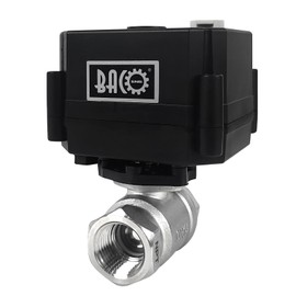 BACOENG Motorized Ball Valve, 2 Wire Auto Return 1/2" Stainless Steel Electrical Ball Valve with Full Port, AC/DC9-24V Manually Closable (Normally Closed), Black