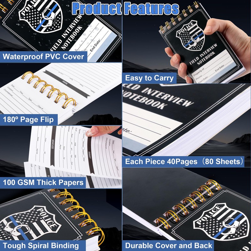 Police Field Interview Notebook, Incident Report Law Enforcement Notepad