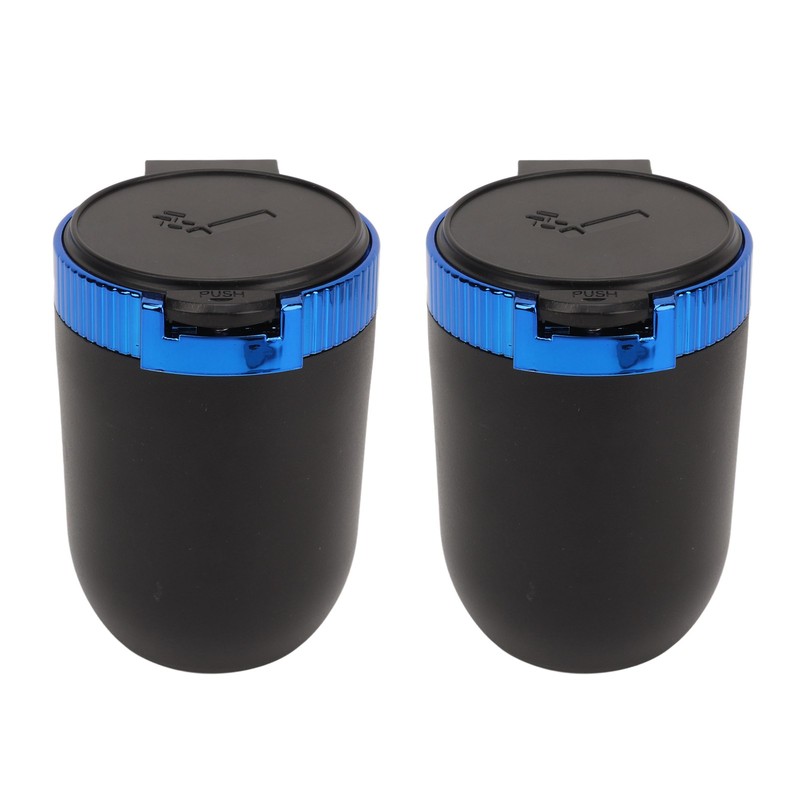 2Pcs Car Ashtray with LED Blue Light Portable Removable Car