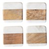 Creative Co-Op Marble & Acacia Wood, White & Natural, Set