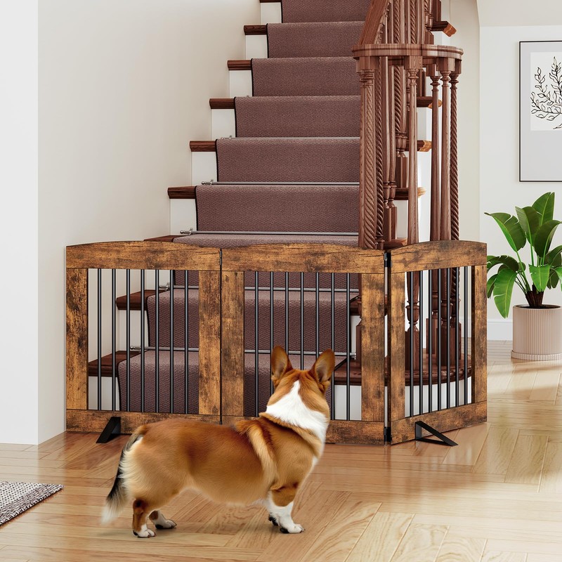 HOOBRO Indoor Dog Gate with Support Feet, Freestanding Pet Gate